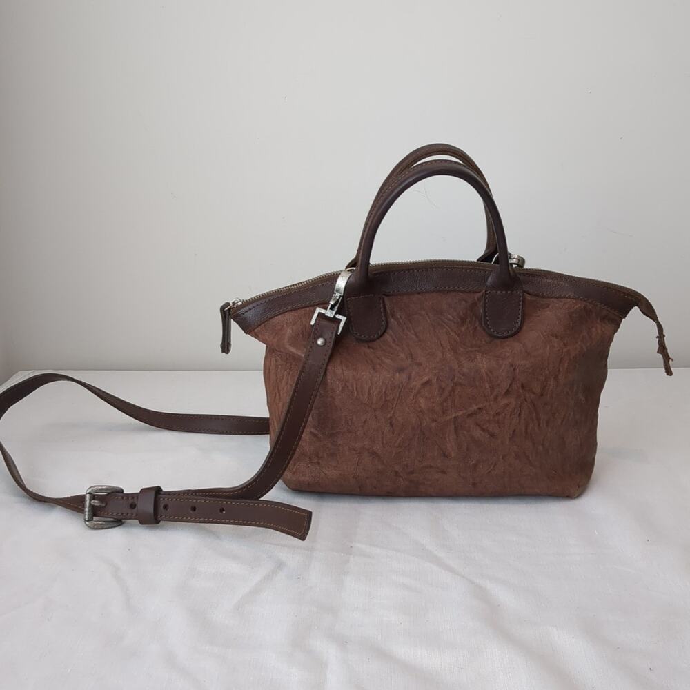 Vin Baker Handbag Two Way Brown Distressed Leather Crossbody Top Handle Handbag